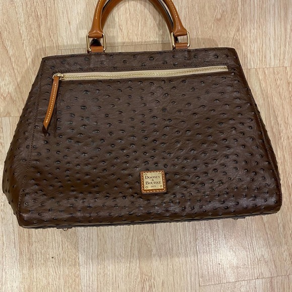 Dooney Bourke Exotic Leather Zippered Bag in Chocolate Brown - Picture 3 of 16